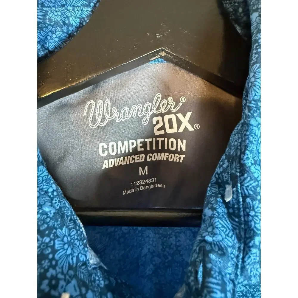 NWT Wrangler 20X Competition Shirt Blue Floral Pearl Snap Western Rodeo - Medium - Picture 4 of 6